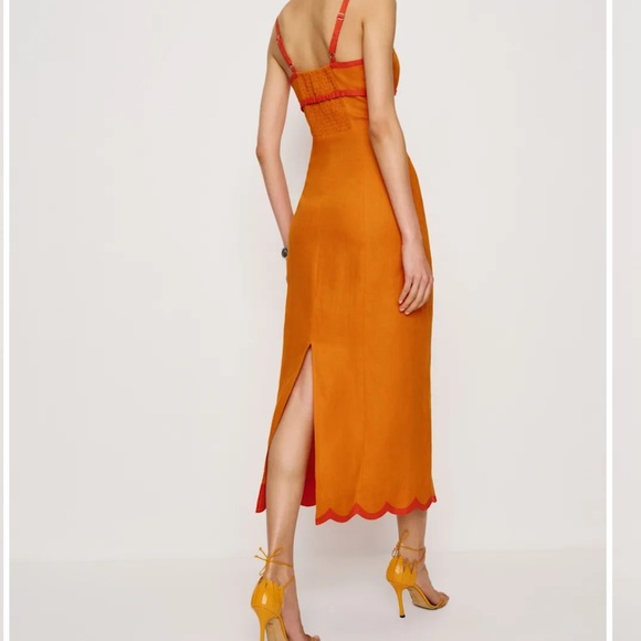 Reformation Sara Linen Dress in Nectarine - Picture 3 of 11